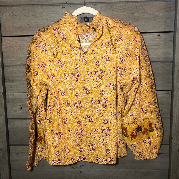 ❌SOLD❌ANTHRO Maeve Goldie Embroidered Blouse 2 - Picture 4 of 6
